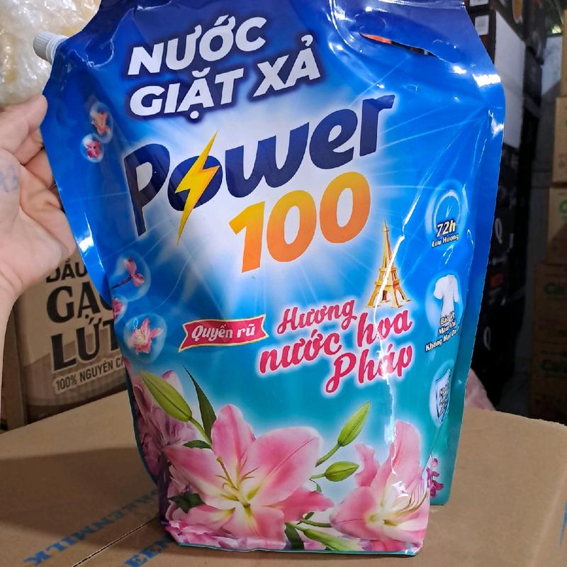 Túi 3,2kg nước giặt xả POWER 100 hương nước hoa Pháp quyến rũ lưu hương đến 72h bảo vệ màu vải không hại da tay