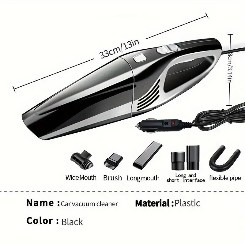 12V Car Vacuum Cleaner, Handheld Car Vacuum Cleaner, Multifunctional Wired Car Vacuum Cleaner, Suitable for Car, Home, Office, Kitchen, Bedroom, Couch, Carpet, Rug, Bedding, Furniture, Clothes, Pet 1