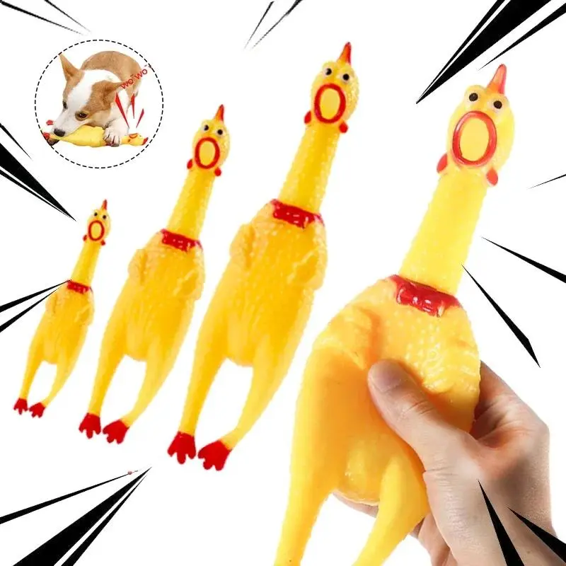 Prank Cartoon Rubber Squeal Chicken Toys Yellow Duck Squeal Sound Pet Chew Play Toy Kids Adult Recreational Decompression Toys