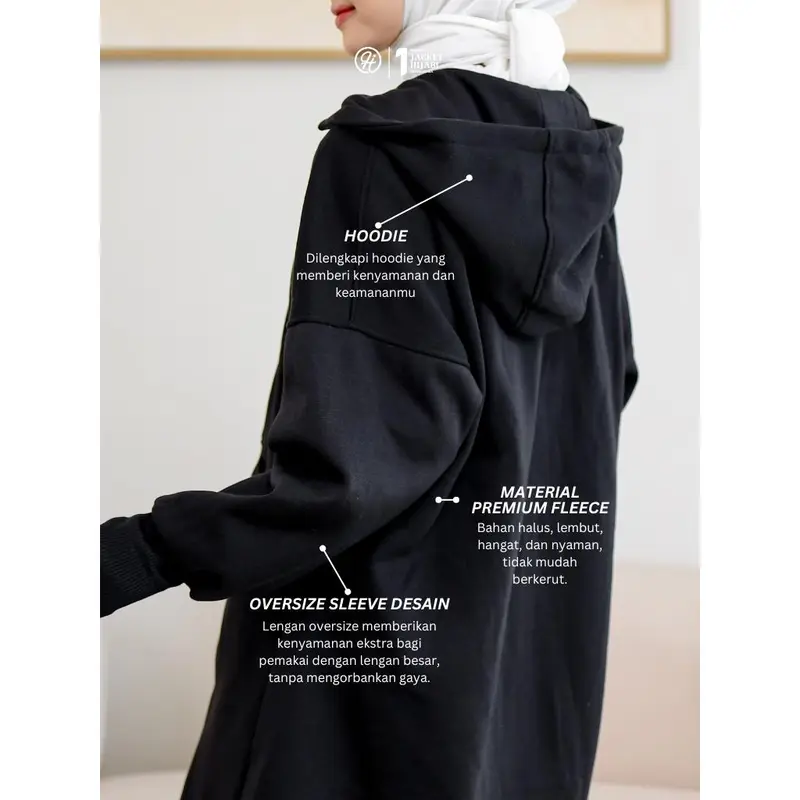 Hijacket Nayara Jaket Muslimah Syar'i Hangat & Elegan Jaket Fleece Premium 2