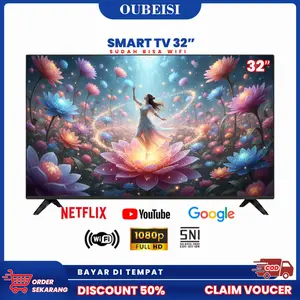 OUBEISI TV LED 32 Inch Smart TV Android 11.0 FHD 1920x1080 Resolusi HDMI VGA USB 2 Speaker Internal Garansi 3 Tahun COD Televisi Murah