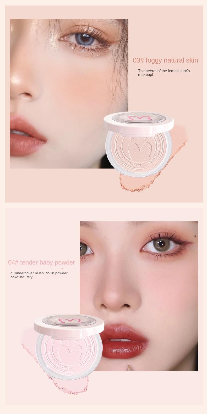 Product Introduction of Kakashow rabbit soft focus finishing powder four-color natural soft focus clear and flawless oil control finishing powder Makeup Cosmetic 8