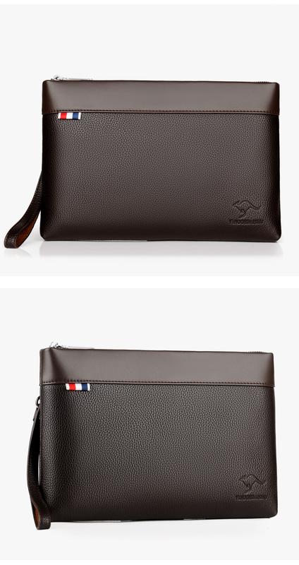Product Introduction of Kangaroo Men's Handbag Fashionable Casual Large Capacity Clutch Male Clutch Male Clutch Soft Leather Envelope Bag Men's Bag 26