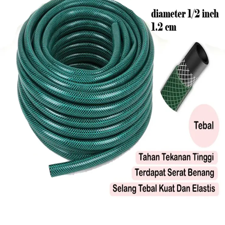 Paket Selang Serat Benang Anti Lumut Diameter 1/2 Inch / Kepala semprotan air + 1 set quick realese keran air 2