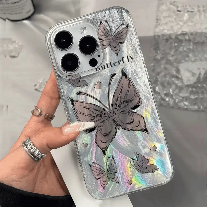 Stained Fluttering Butterfly Casing hp Samsung A16 A06 A55 A35 A54 A05S A05 A15 A14 A13 A52 A04S A03S A02S A04E A03 A10 A10S A11 A12 A20 A30 A20S M11 M12 M13 M23 Laser Case 5