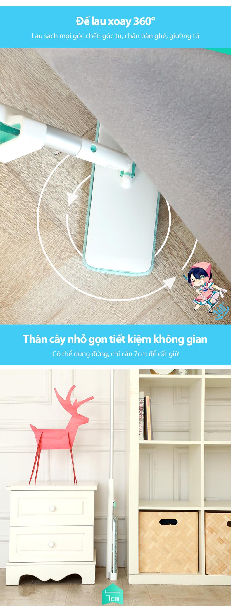Product Introduction of Cây Lau Nhà Tự Vắt Phun Sương Myjae Đài Loan Thông Minh Lau Sạch Nhanh Khô Lau Sàn Cây Lau Nhà 5