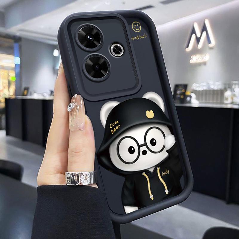Ốp Lưng Áp dụng cho Xiaomi Redmi 13 4G 13 5G 13C POCO C65 M6 4G M6 Plus 5G Ốp trường hợp Gấu Kính trường hình Silicone softcase trường chống rơi trường hợp Ốp