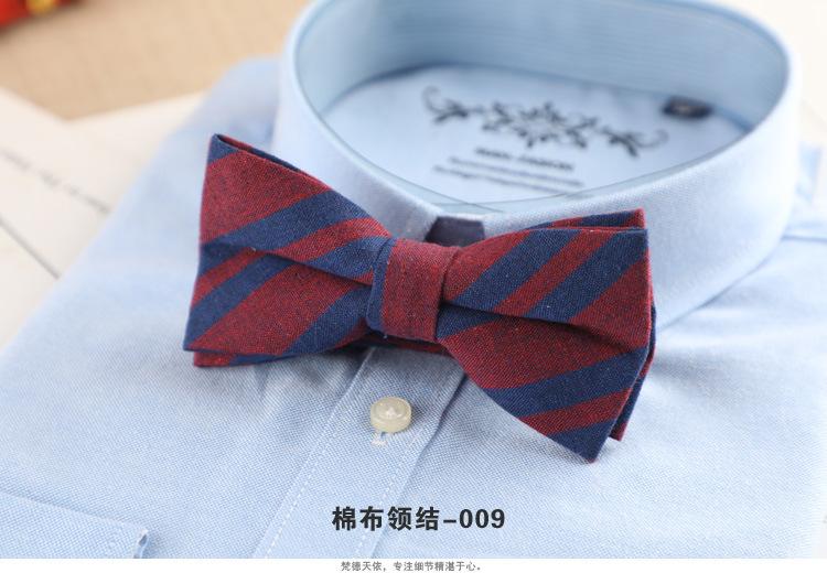 Product Introduction of 1PCS Men's Bow Tie Korean Version Fashion Casual Bow Cotton Trendy Plaid Striped Collar Bow Tie Manufacturer Wholesale Spot 12