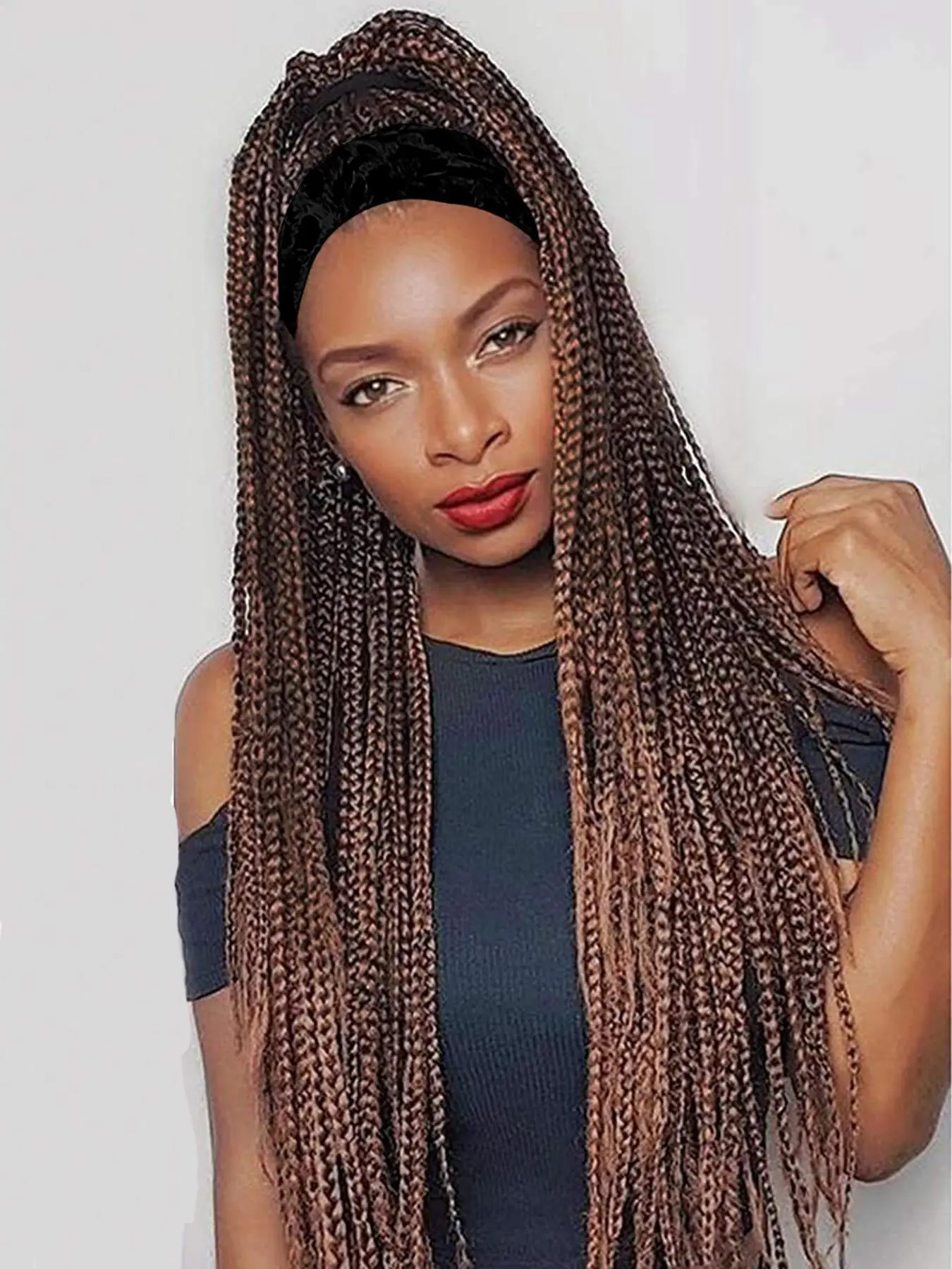 Women's Fashion 30inch Long Braided Synthetic Headband Wigs For Daily,  Cosplay, Anime Or Costume Party, Striking Natural Fluffy Hair Wigs Without Bangs For Daily & Party Hairstyle Decoration