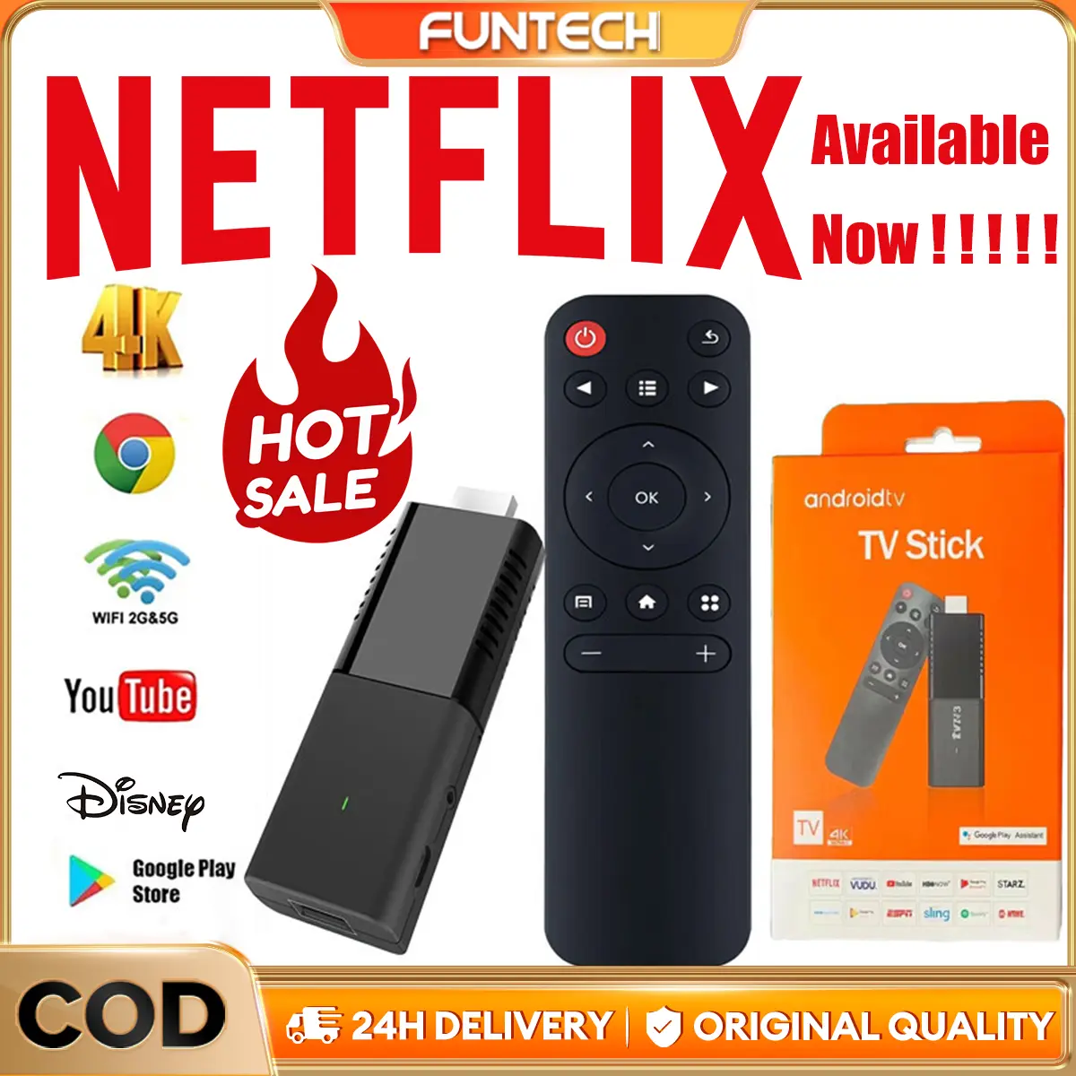 【Support Netflix】Smart TV Box TV Stick Android 4K M98 TV Stick For Non Smart and Smart TV Android13 System With  AirScreen WiFi screen casting