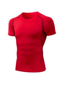 Men's Solid Round Neck Short Sleeve Tee, Quick Drying Breathable T-shirt for Gym Workout Running, Casual Sporty Top for Summer