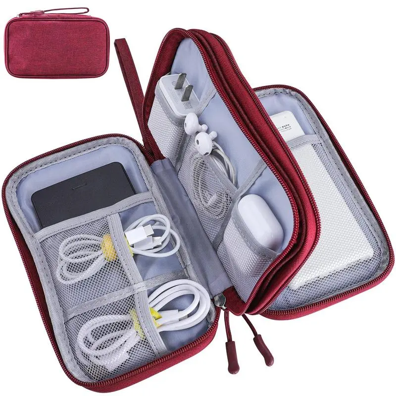 Portable Multi-layer Cable Storage Bag, 1 Count Waterproof Cable Zipper Storage Case, Cable Earphones Charger Storage Bag for Travel Camping