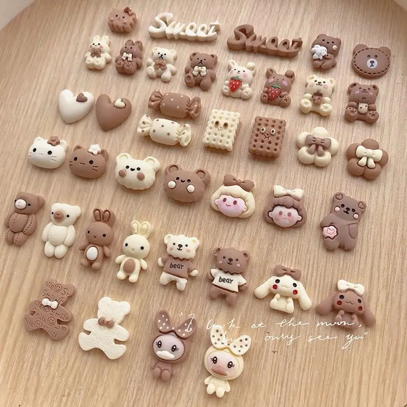 Set 14 Stickers Tông Nâu Kem Hình Cute Gắn Dép Sục Đẹp