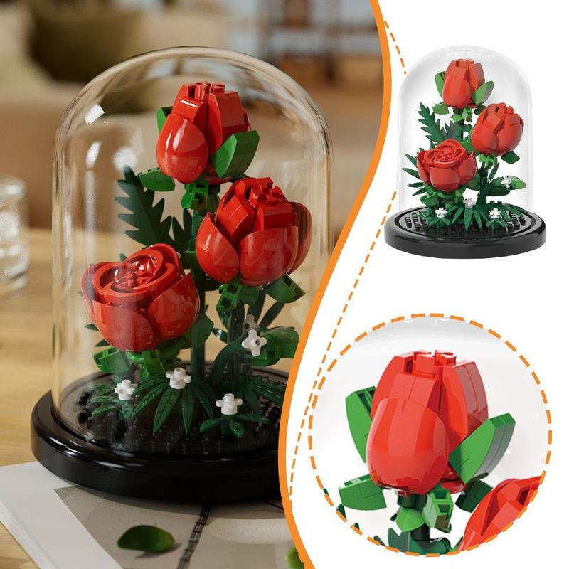 Product Introduction of 1 Set Plastic Building Blocks Flower Box Immortal Flowers Blocks Assembly Simulated Compatible F1N6 18