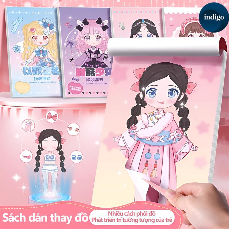 Đồ chơi sách nhãn dán hoạt hình, sách nhãn dán trang điểm, trò chơi xếp hình vật liệu nhãn dán thay đổi khuôn mặt, 20 nhãn dán độc đáo
