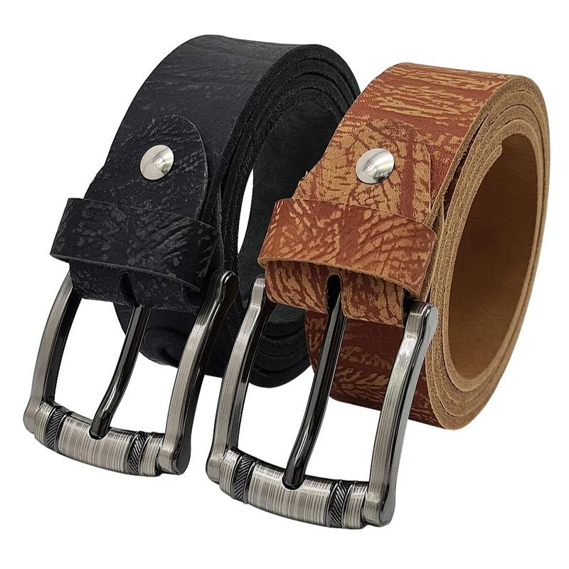 Dây lưng nam da bò thật bản thô DHM-243 | Mặt khoá kim nguyên khối thời trang | Bảo hành 12 tháng