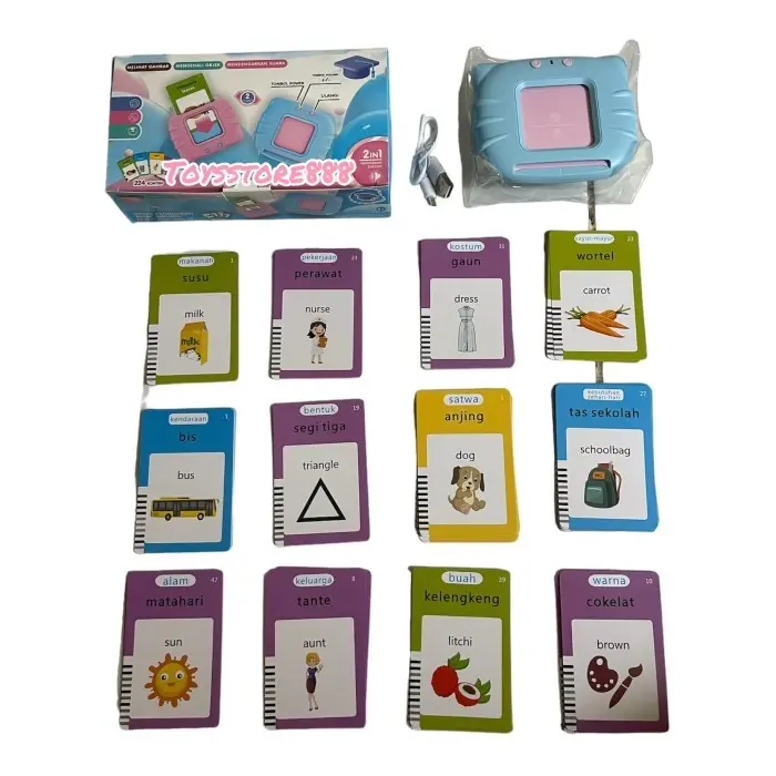 Mainan Edukasi Kartu Flash Card Bersuara Bahasa Indonesia Inggris