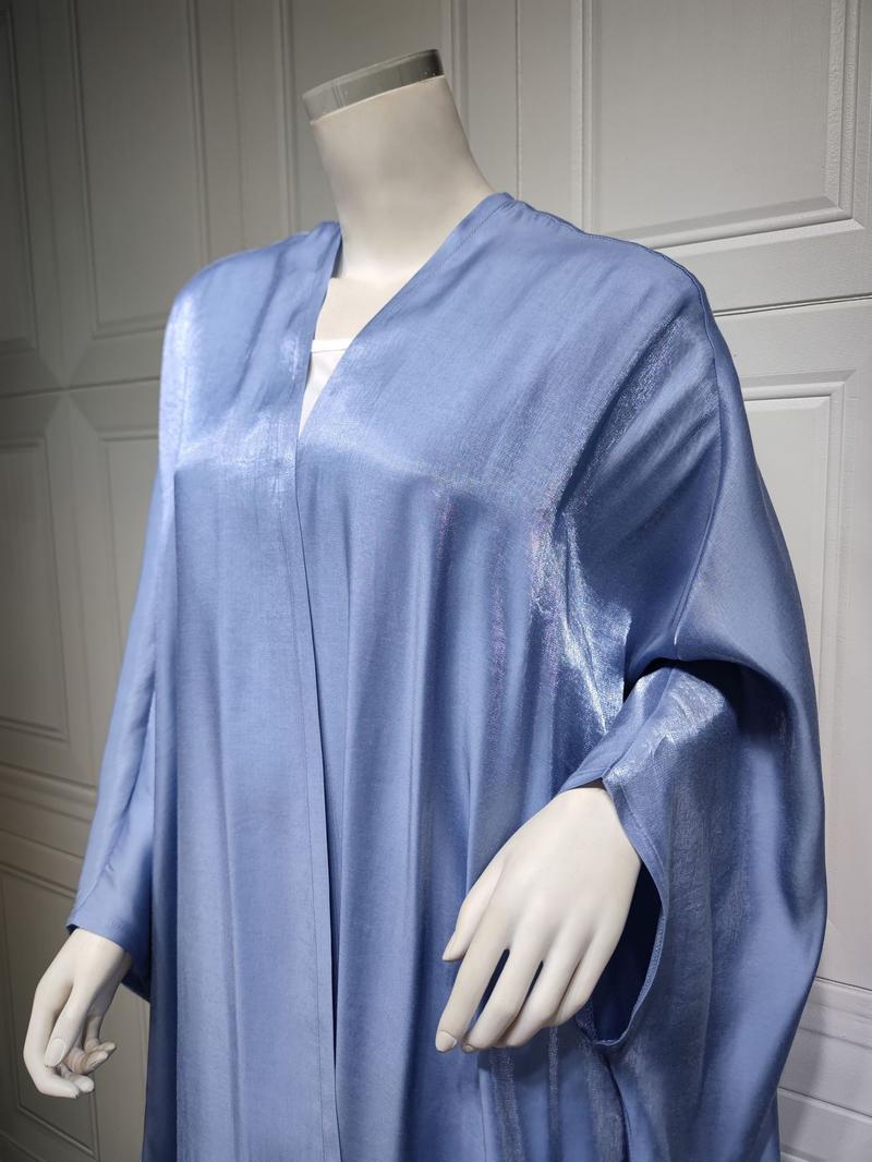 Product Introduction of 1pcs new solid color plus size ladies dress Muslim fashion bat sleeve robe 22