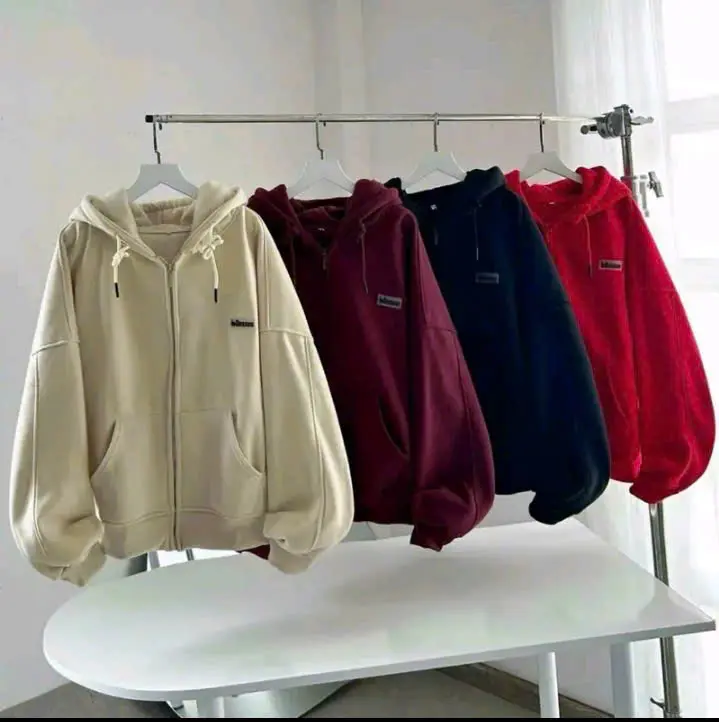 Áo Khoác Hoodie Dây Kéo Form Boxy Des,suu Túi Ngược Nhiều Màu Nam Nữ Tay Phồng