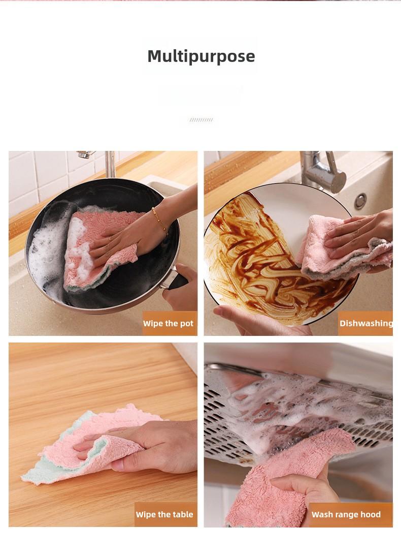 Product Introduction of Kitchen Cleaning Rag Absorbent Dishcloth Thickened Dishwashing Towel Lint-Free Easy to Clean 8