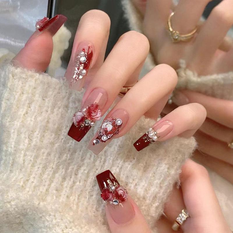 Product Introduction of 【Free Nail Jelly Glue】24pcs/set Fashion Nail Art Fake Nails Finished Nail Patch Wearable Nails 29