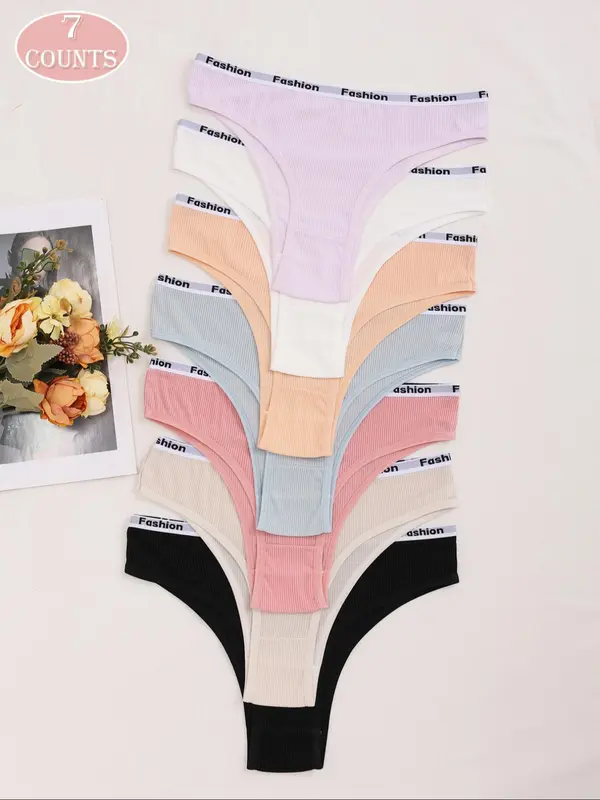 Women's Letter Embroidery Panties, Soft Comfy Breathable Knickers for Daily Wear, Underwear for All Seasons 2