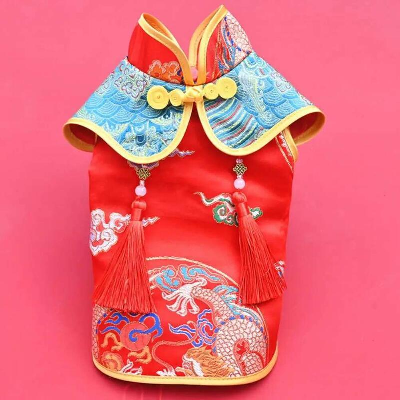 Product Introduction of TTS Homie Tassel Design Button Closure Dress Up Cloth Dog Chinese New Year Clothes Puppy Tang Suit Pet Supplies 26