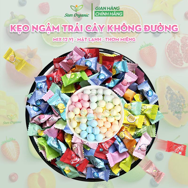 Kẹo Ngậm Trái Cây Mix Vị Không Đường Vitamin C Thơm Miệng Mát Lạnh kẹo trái cây banh keo Ăn Vặt Thức Ăn Candy Food