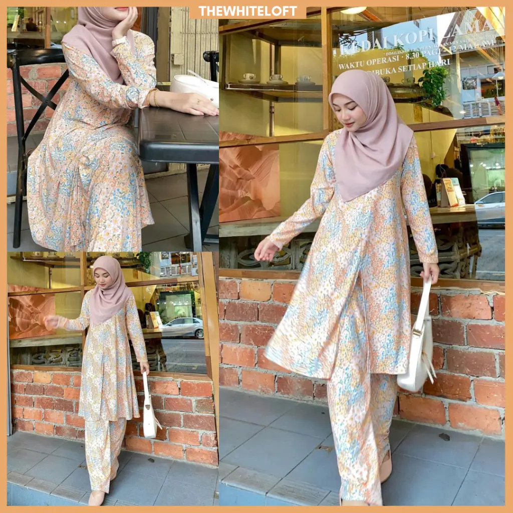 K14readystock chantiq Kurung haurabelle Baju Kurung ironless Baju Kurung floral cheap Baju Raya Ada pocket bridesmaid shirt