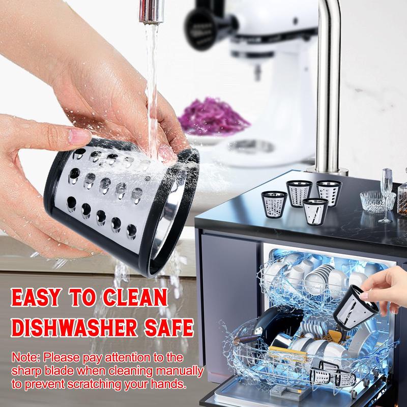 Product Introduction of KitchenAid Stand Mixer Attachment, 4 Counts/set Vegetable Chopper Attachment for KitchenAid Stand Mixer, Cheese Grater Attachment, Kitchen Appliance Parts 6