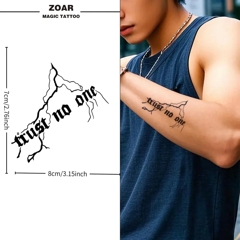 Trust No One Temporary Tattoo Sticker, Long Lasting Fake Tattoo Sticker, Body Art Decoration for Men & Women 1