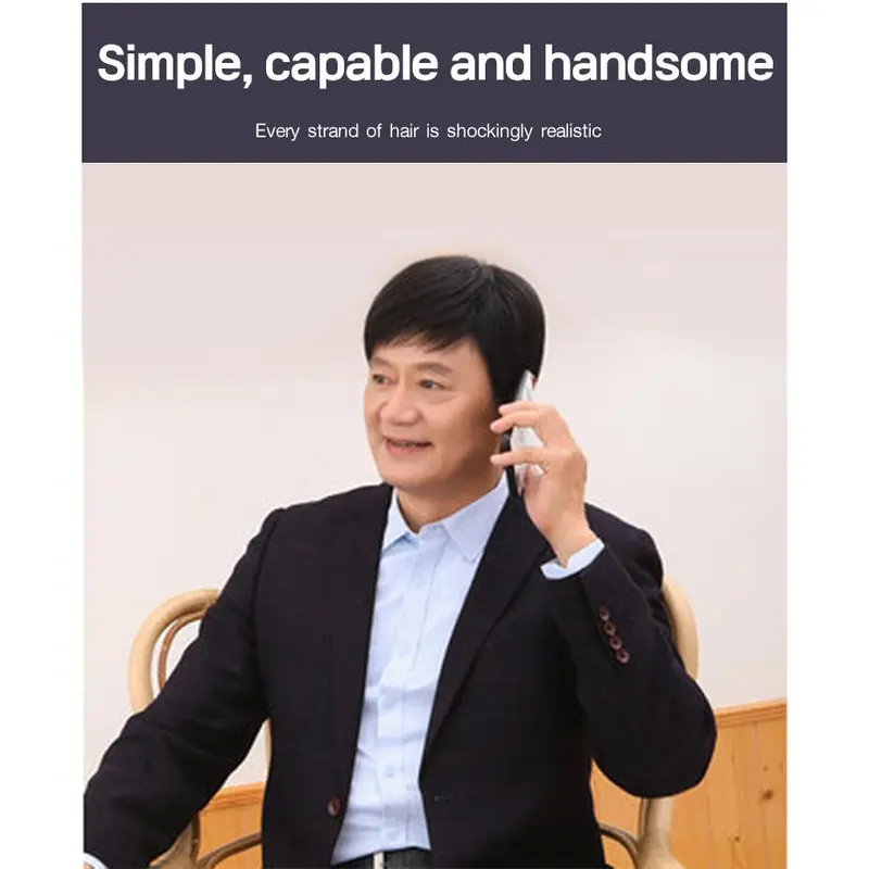 Middleaged men with short hair natural and realistic wigs full headgear simulated human hair wigs 0