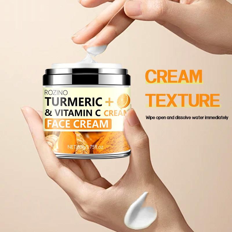 Turmeric + Vitamin C Moisturizing Face Cream, Deeply Moisturize, Tighten, Smooth and Improve Facial Skin, Leaving Skin Firm, Delicate and Elastic, Christmas, Christmas Gift, Face Care Products 4