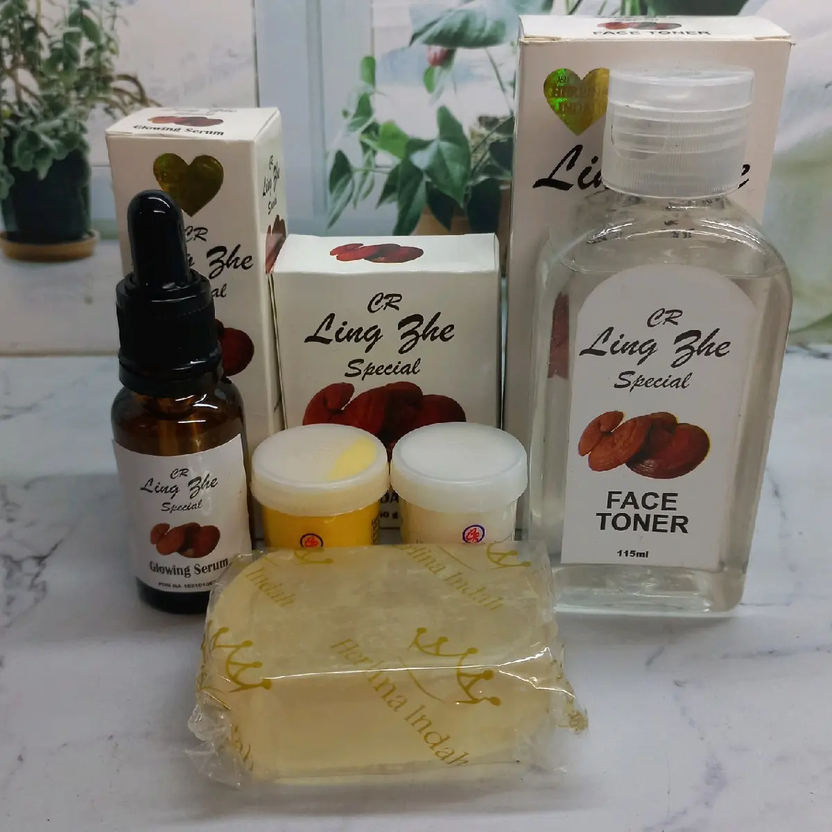 5in1 Paket Lingzhi Komplit/sabun.toner.serum.cream siang malam