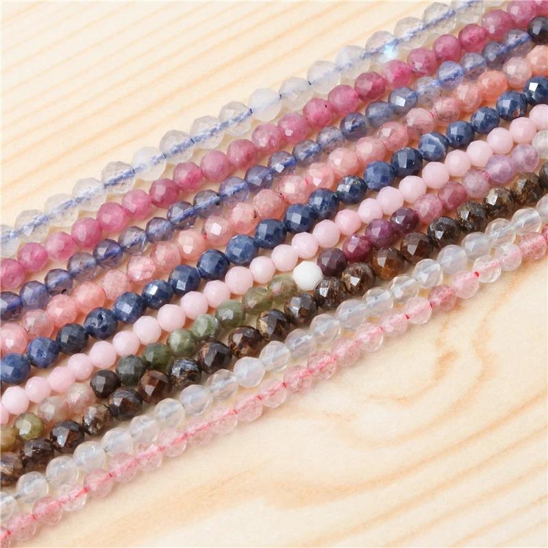 Natural Stone Garnet Rudy Citrine Malachite Opal Tourmaline  Round Faceted Beads Size 2 3 4MM For Jewelry Making Diy Bracelet 4