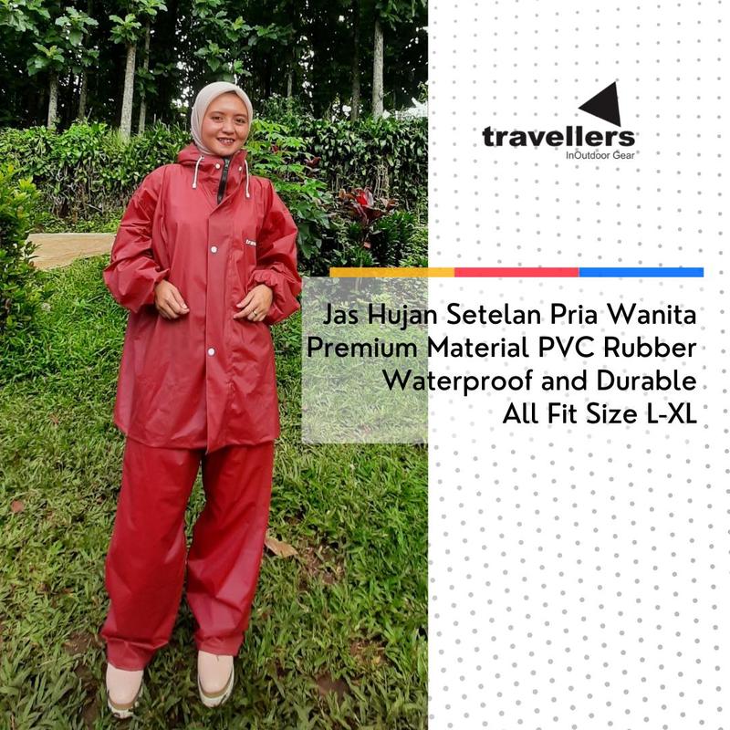 Traveller Jas Hujan Premium Setelan Celana Pria Wanita Raincoat 5