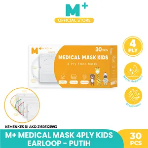 Masker Medis Earloop KIDS M+ 4Ply - Surgical Mask Isi 30 Pcs Fashion