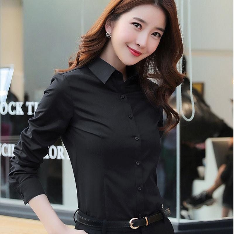 Áo Sơ Mi Trắng, Chuyên Nghiệp, Dành Cho Nữ, Dài Tay, Phong Cách Hàn Quốc, Ôm Sát, Thích Hợp Cho Bộ Đồ Làm Việc, Giảm Giá Số Lượng, Bán Hàng Trực Tiếp Từ Nhà Máy 0