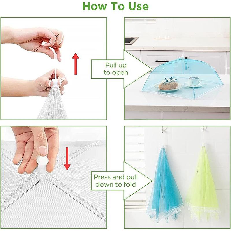 Food Cover, 6 Counts Reusable Foldable Mesh Food Tent, Collapsible Food Cover for Indoor & Outdoor Party Picnic BBQ, Summer Essentials 3