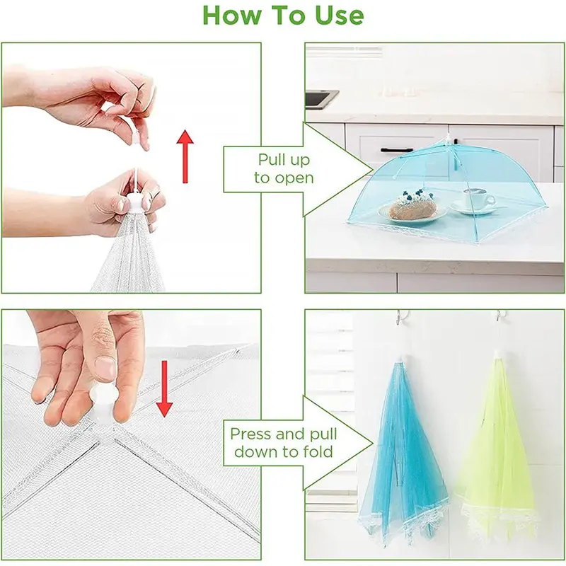 Food Cover, 6 Counts Reusable Foldable Mesh Food Tent, Collapsible Food Cover for Indoor & Outdoor Party Picnic BBQ, Summer Essentials 3