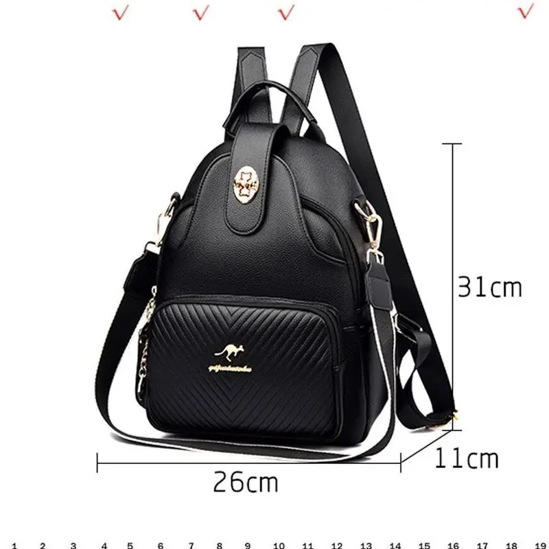 Ransel Wanita Kangguru Tas Ransel Backpack Fashion Wanita Stylish - Ransel Kulit Wanita Retro 8