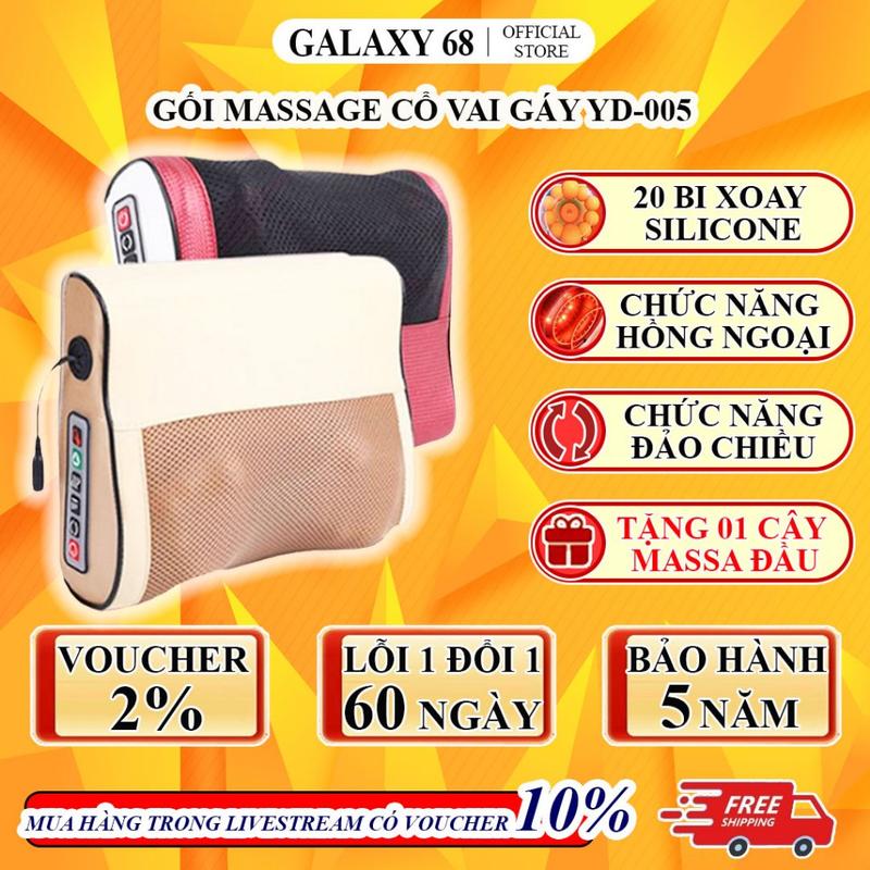 Gối Massage Hồng Ngoại 20 Bi YD 005, Máy Mát Xa Cổ Vai Gáy, Lưng Và Cột Sống Hàng Cao Cấp