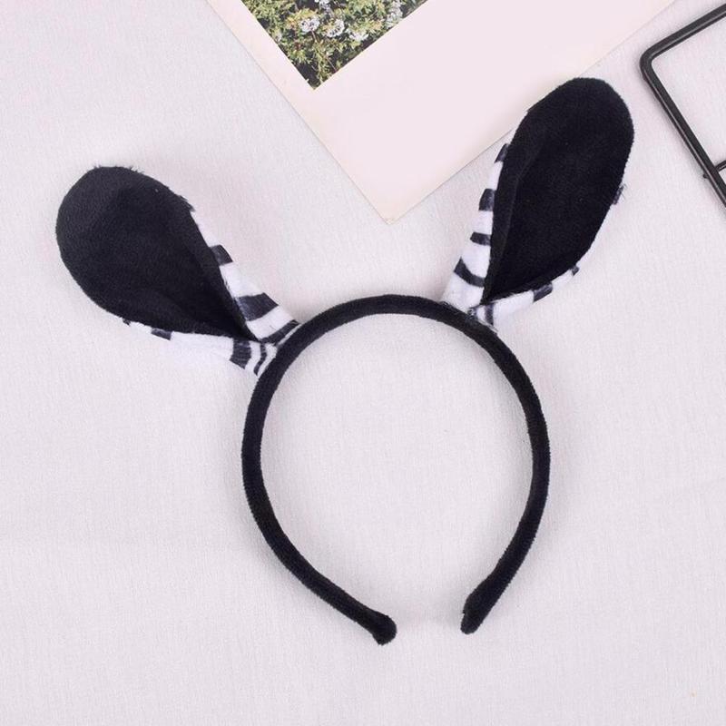 Product Introduction of Zebra Ears and Long Tail Set Costume Accessories Kids Animal Headband for Halloween Themed Party Carnivals Performance Gifts 1