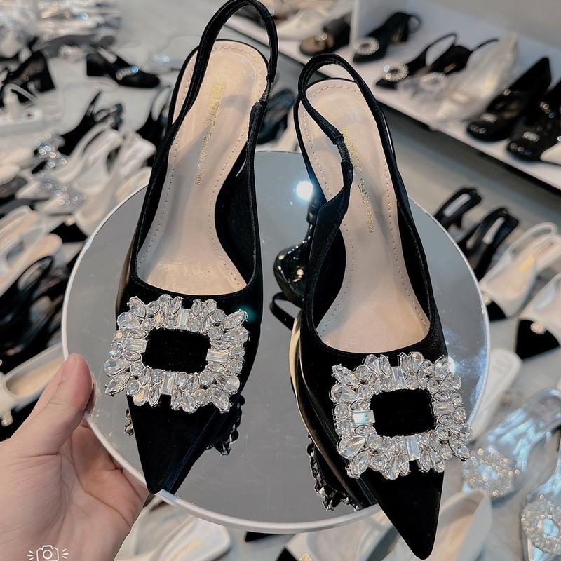 A7 - Giày cao gót shosse khoá đá vuông 7p ( CHUẨN SIZE) có bảo vệ gót 0