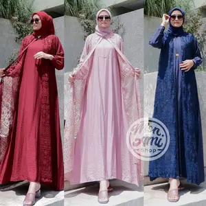 Zoy'ya Dress Maxi Gamis Pesta Kondangan Mewah Wudhu Lembut Seragam Kancing Kombinasi