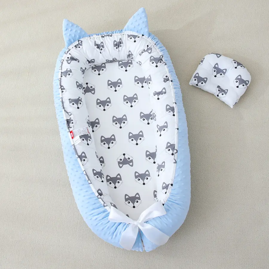 Hemei Bean Velvet Portable Anti-Pressure Baby Bed Mid-Bed Bionic Baby Nest Baby Pillow Travel Baby Bed