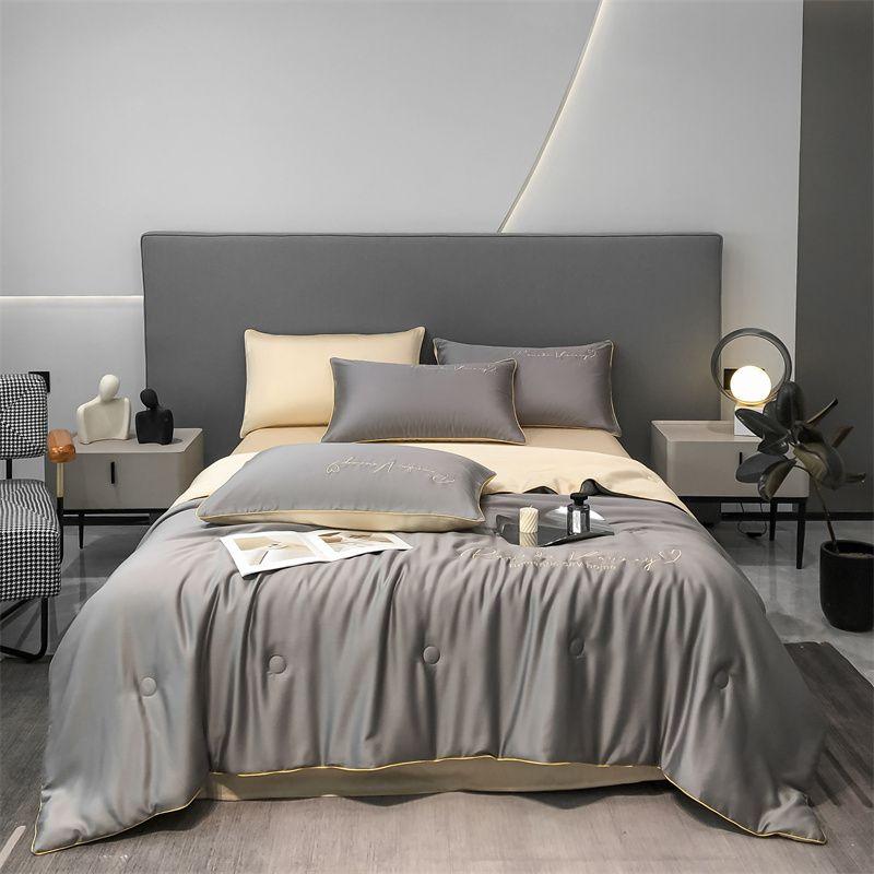 Product Introduction of 2025 Summer Washed Silk Summer Quilt Ice Silk Tencel Summer Quilt Four-Piece Set Double Machine Washable Air Conditioning Quilt Summer Thin Quilt 29