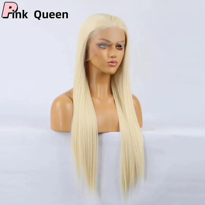 613# Bombshell Snow White 13*4 Synthetic Hair Front Lace Wig Glueless Heat Resistant Fiber Hair Natural Hairline Free Parting