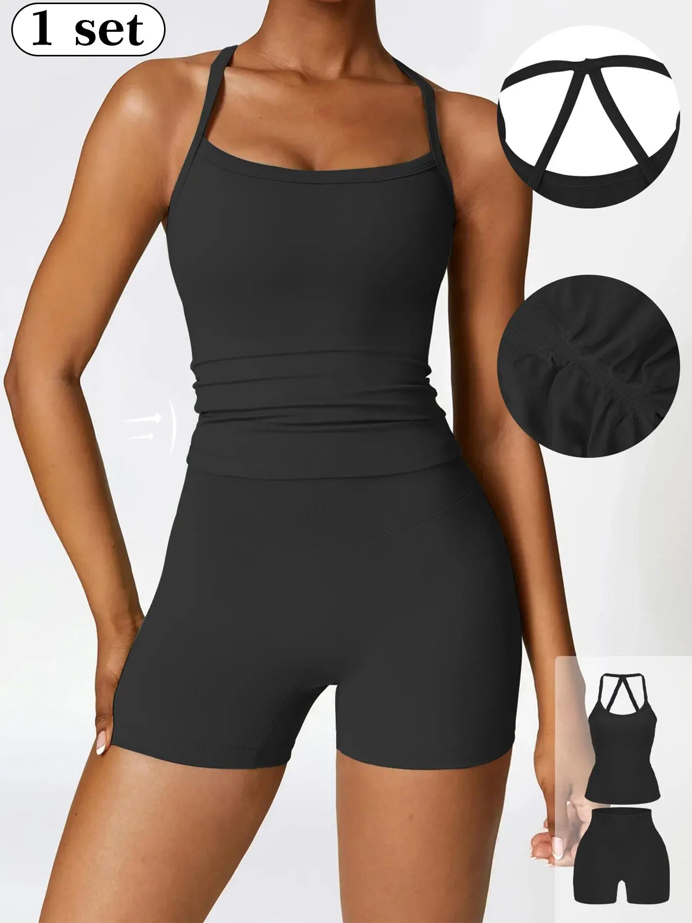 Women's Cami Top & High Waist Shorts Loungewear Two-piece Set, Casual Comfy Seamless Sleepwear, Outfits for Daily Wear, Clothing