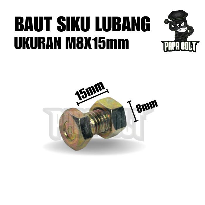 Baut Mur Siku Lubang Besi KUNING M8x15 mm 2